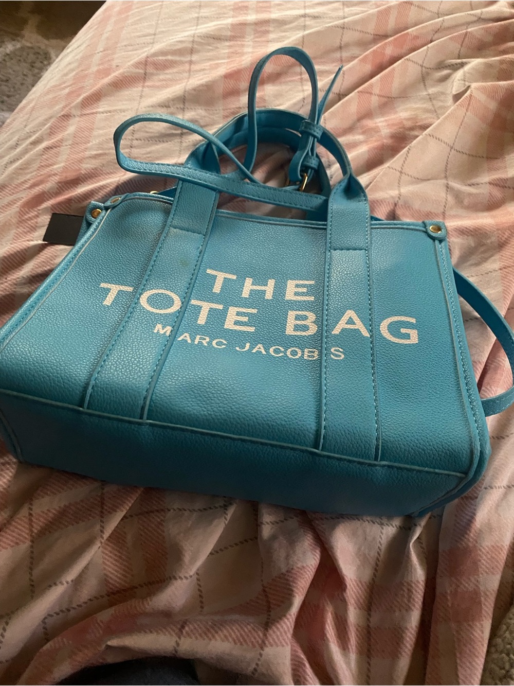 Marc Jacobs Turquoise Blue Pebbled Leather Tote Small/Medium - Picture 4 of 9